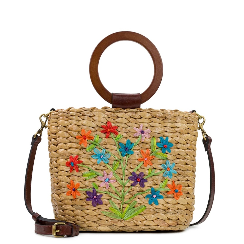 Patricia Nash Woven Leather Natural Cler Tote Boho Brown Crossbody Bag